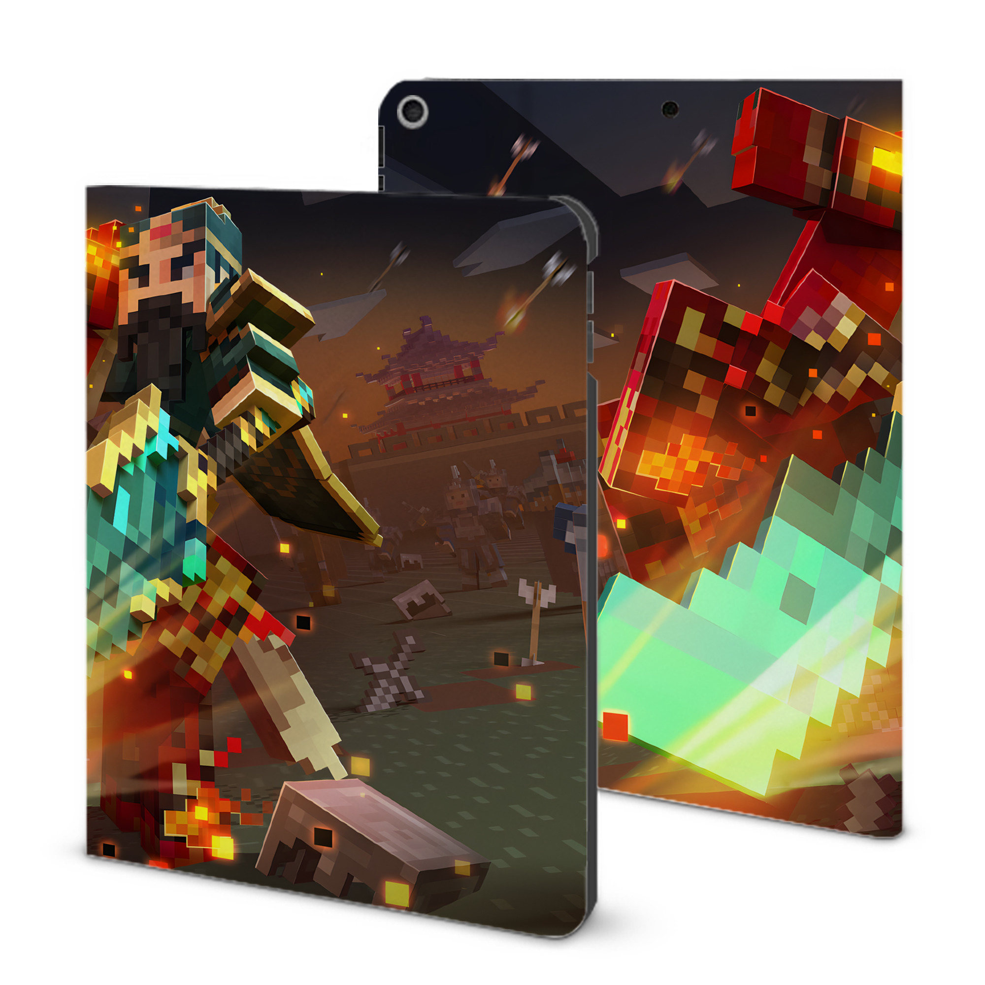 （画像用） マインクラフト ブロックの世界 Minecraft MC Block world IPad ケース ブック型 PUレザー TPU 耐衝撃 軽量 薄型 ペン収納なし 全面保護 IPad 各モデル対応